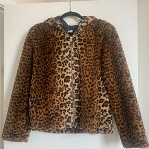 Faux Fur Leopard Print Coat